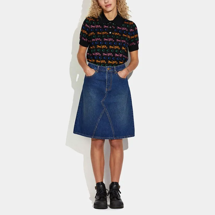 COACH Denim Short Skirts Women's Blue-1