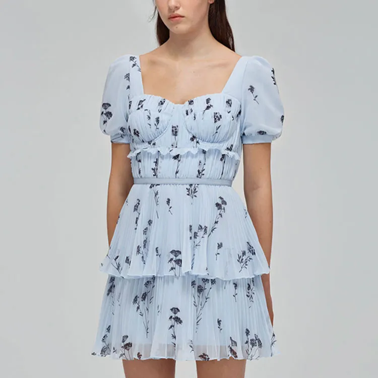 Self portrait SS22 Short Sleeved Dresses Women's Blue-5