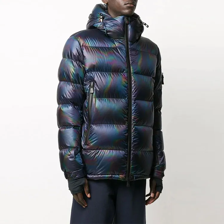Moncler Solid Color Hooded Down Jacket Men's Dark Blue-1