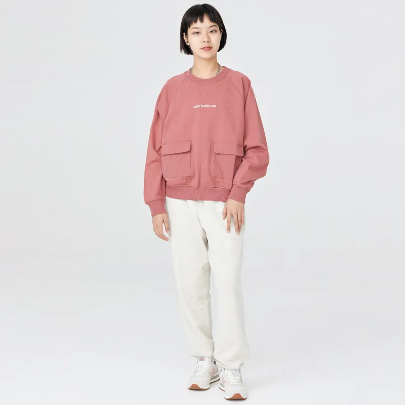 New Balance Women's Casual Pocket Sweatshirt Rose Pink-2