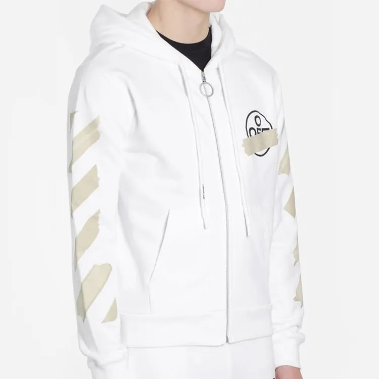 OFF WHITE Tape Diag Arrows Zip Up Hoodie-4