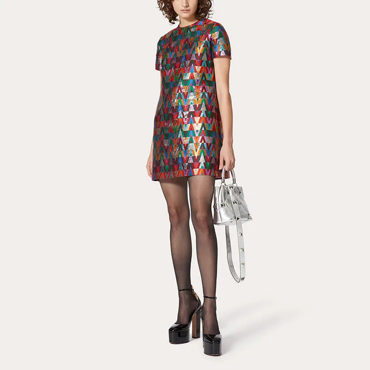 Valentino Short Sleeved Dresses Women's Multicolor-3