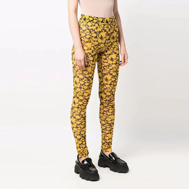 GANNI Leggings Women's Yellow-3