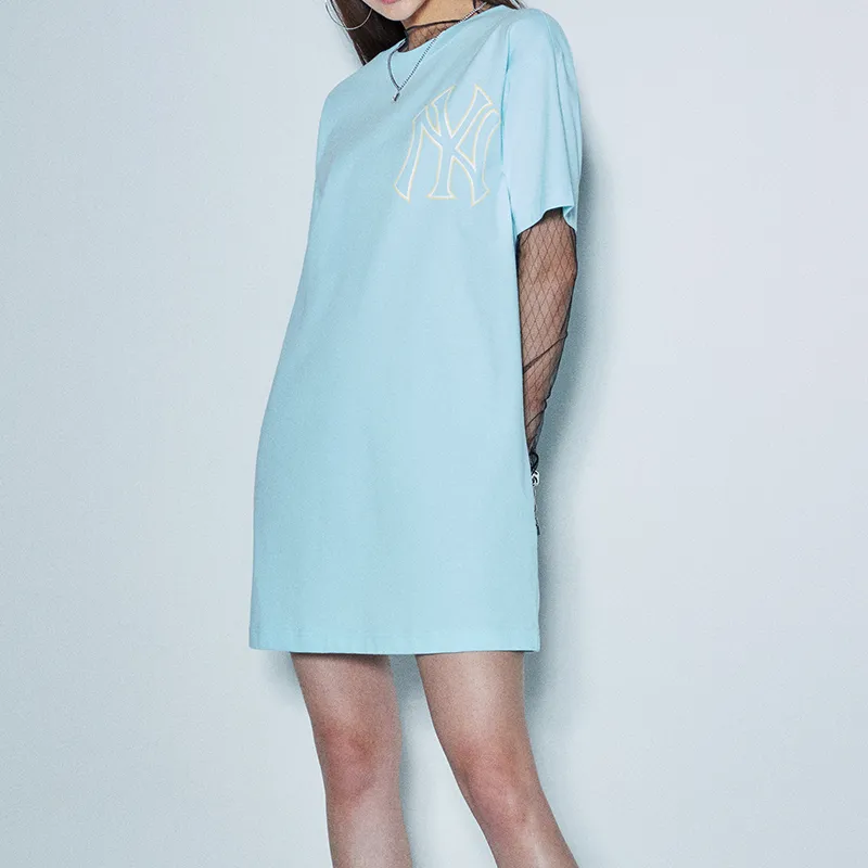 MLB Short Sleeved Dresses Women's Sky Blue-2
