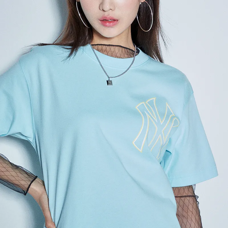 MLB Short Sleeved Dresses Women's Sky Blue-3