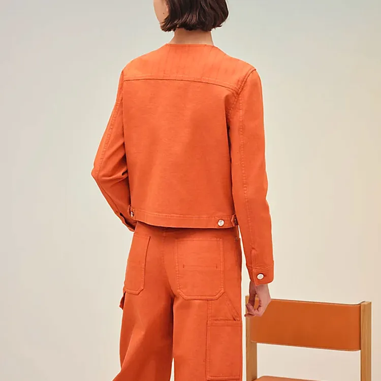 HERMES SS22 Denim Jacket Women's Orange-2