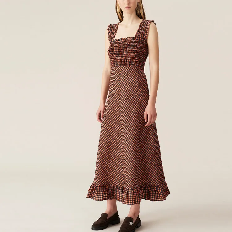 GANNI Sleeveless Dresses Women's Red Black-3