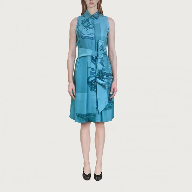 FERRAGAMO SS22 Sleeveless Dress Women's Blue-1