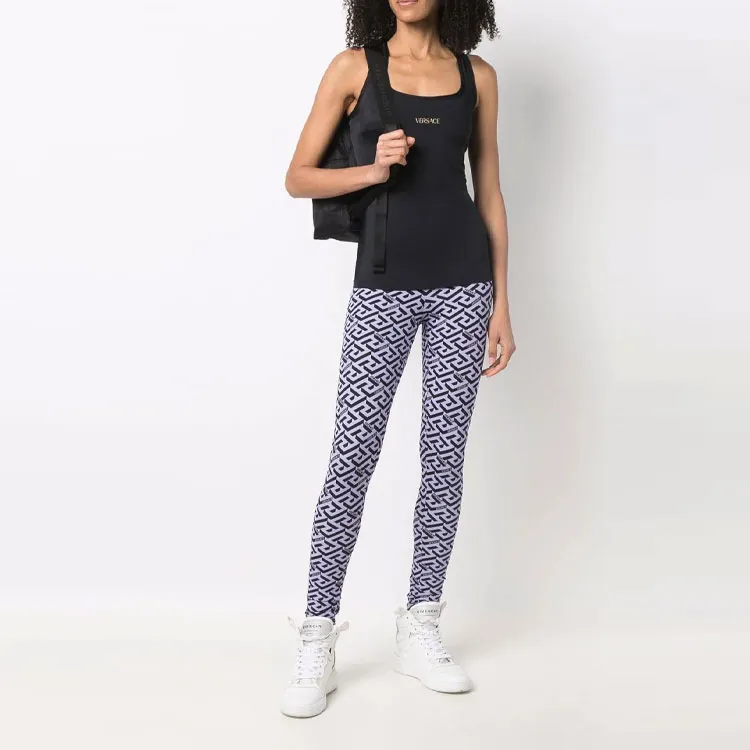 VERSACE Logo-print Square-neck Performance Tank Top-1