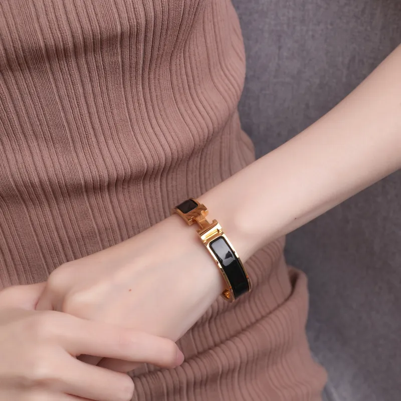 HERMES Clic Clac H Bracelet Gold tone Pm-3
