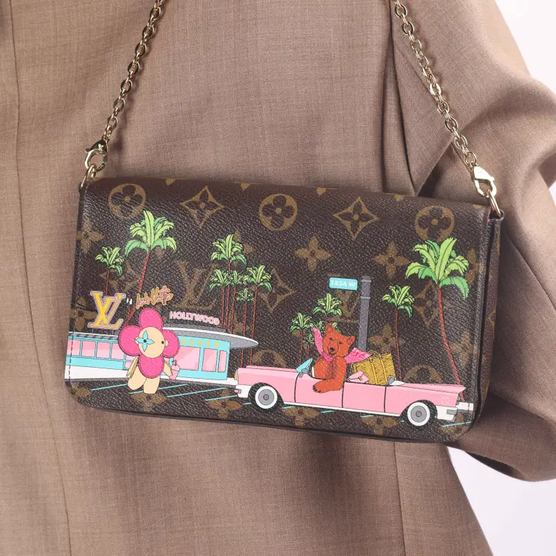 LOUIS VUITTON Pochette Felicie With Removable Zipped Pocket And 8 Slot Flat Pocket Monogram Vivienne Fuchsia Pink-7