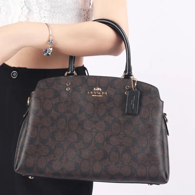 COACH Lillie PVC Shoulder Bag Crossbody Bag Handbag Regular Women's Dark Brown-8