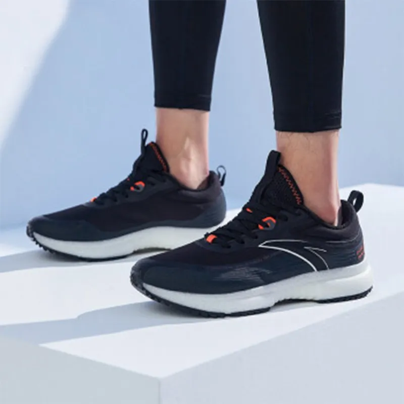 Anta Cushioning, Slip Resistant, Abrasion Resistant, Breathable Low Top Running Shoes Men's Black White Gray-5