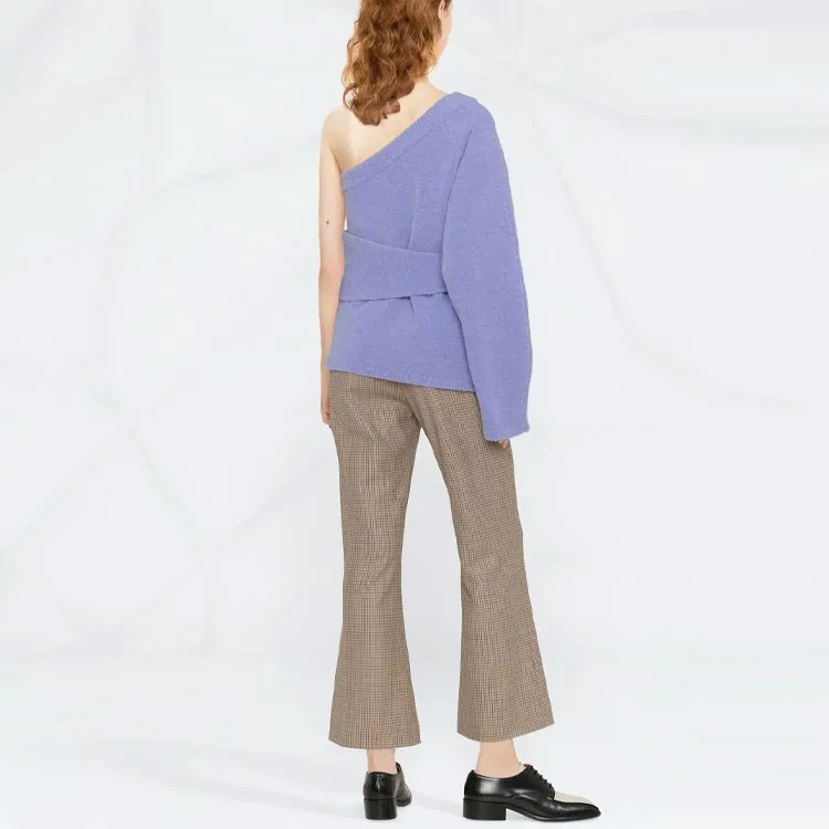 NANUSHKA Asymmetric Belted Knitted Top-2