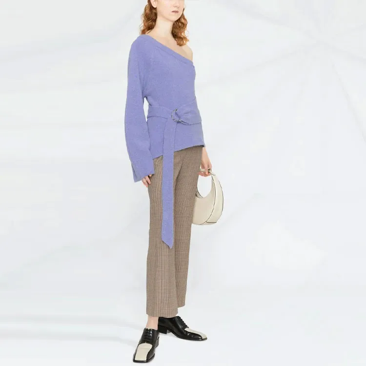 NANUSHKA Asymmetric Belted Knitted Top-1