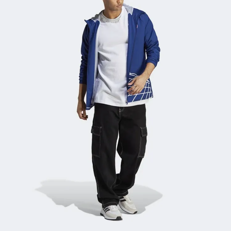 Adidas Windbreaker Jackets Men Blue-2