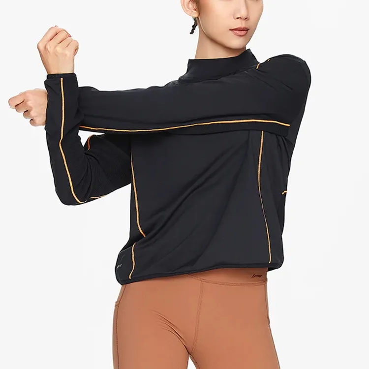 LiNing Running Collection Running Collection Multicolor Half-Turtleneck Long-Sleeved T-Shirt Women's Black-2