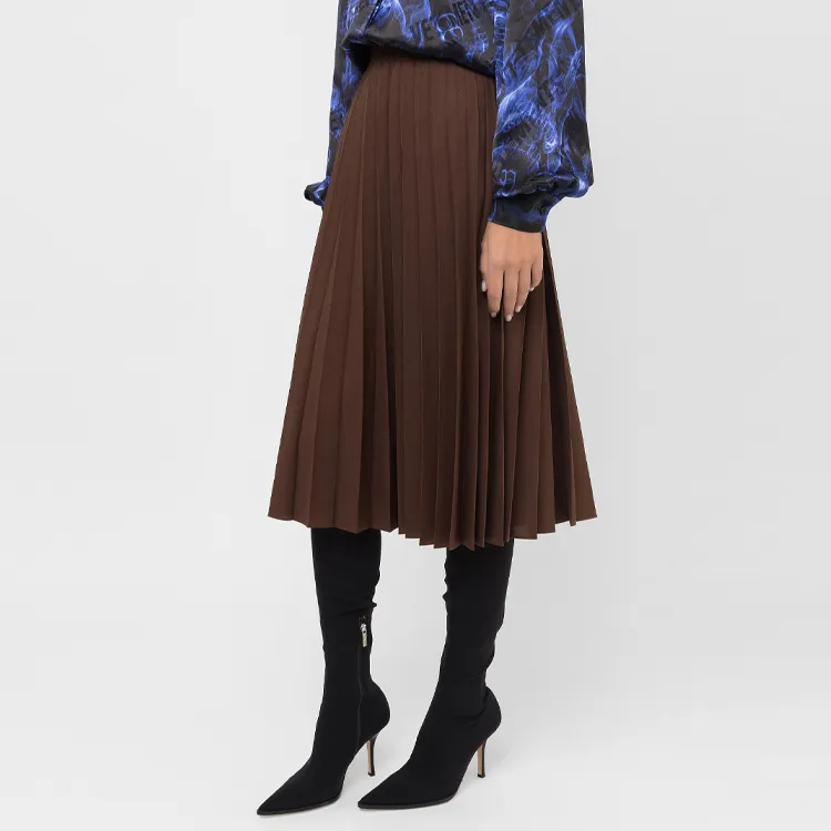 Vetements Casual Long Skirts Women's Brown-2