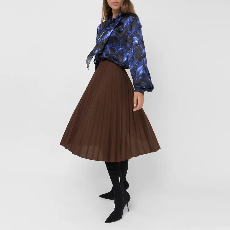 Vetements Casual Long Skirts Women's Brown-1