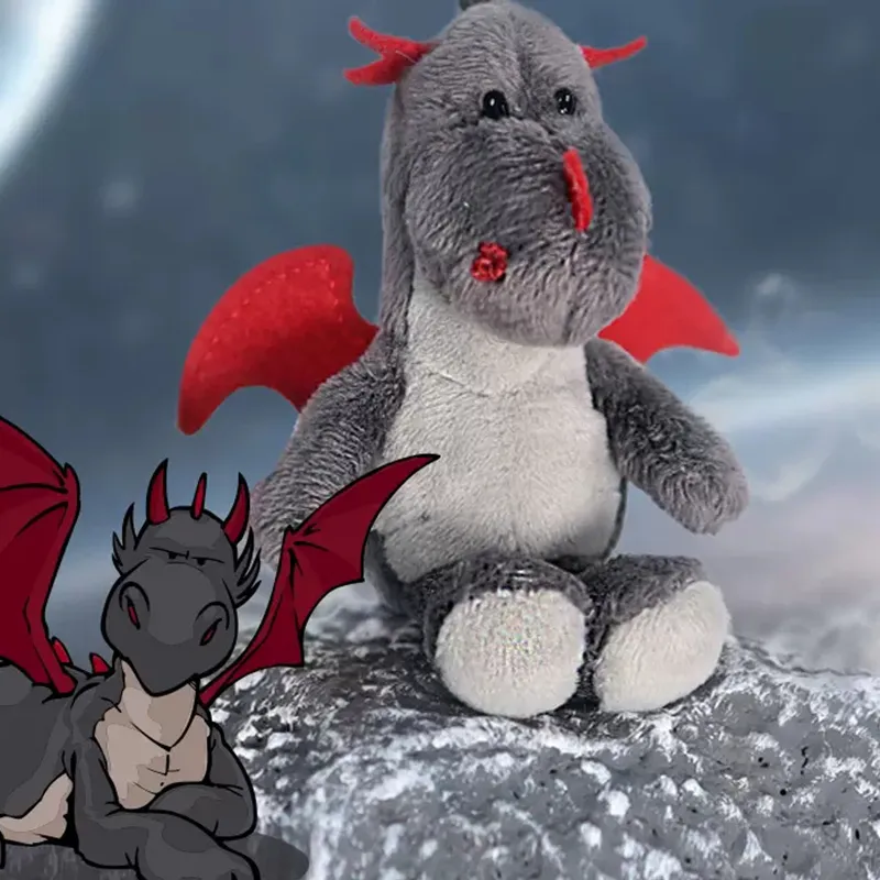 NICI Red Dinosaur Gray Dinosaur Combo Dolls Plush Pendant 10cm Height-3