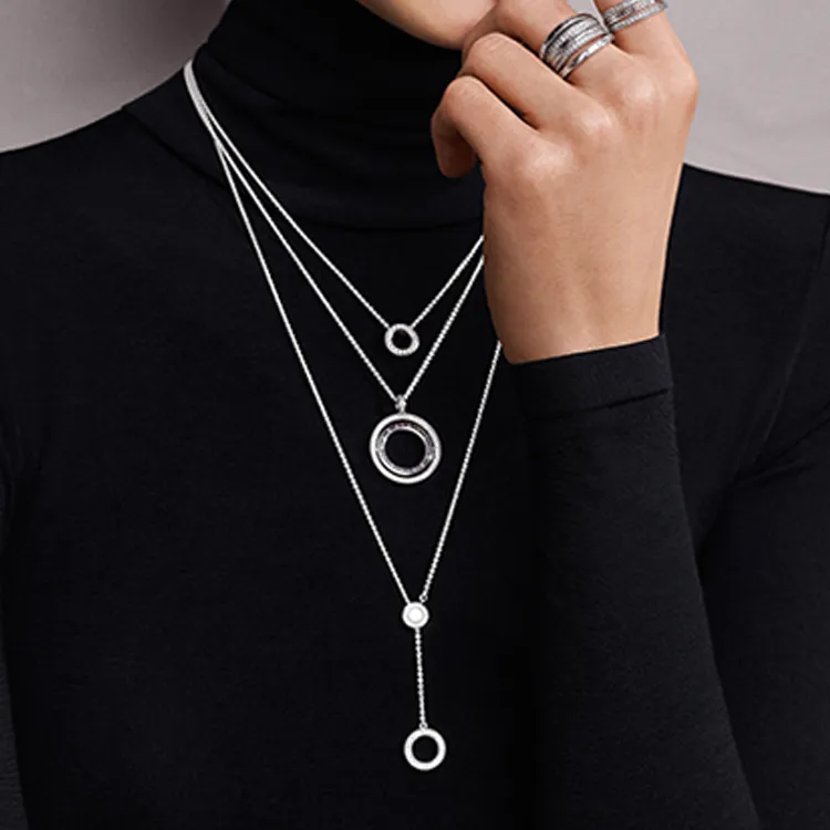 Pandora 925 Sterling Silver Necklaces Women's Silver-1
