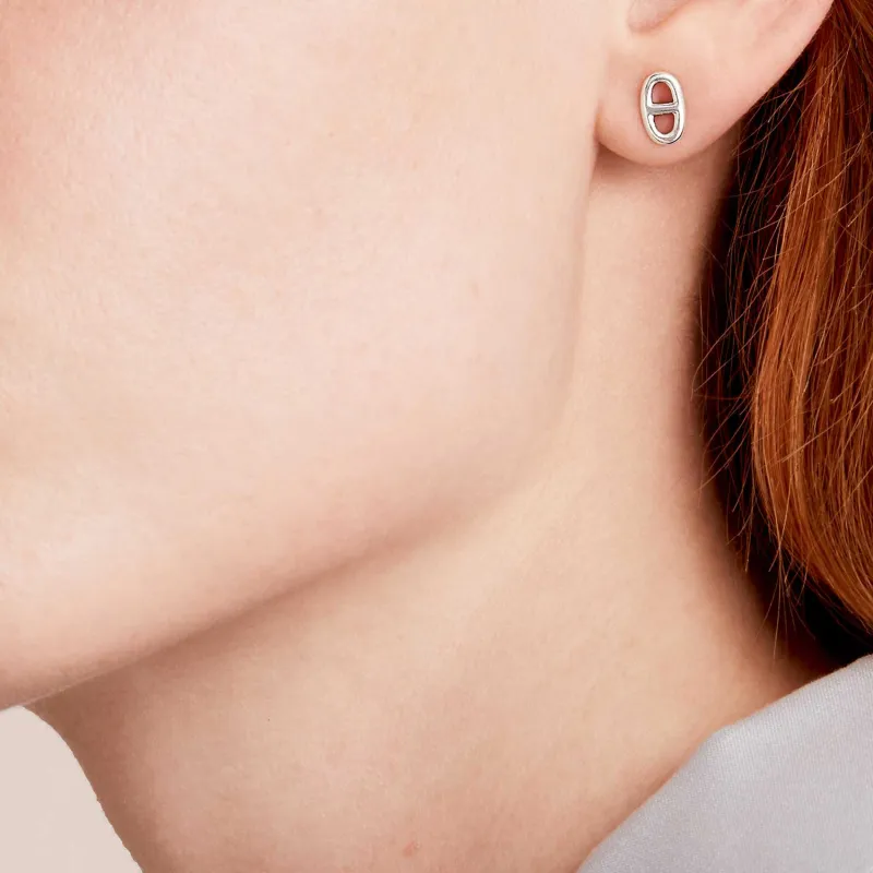 HERMES 925 Sterling Silver Stud Earrings Women's-4