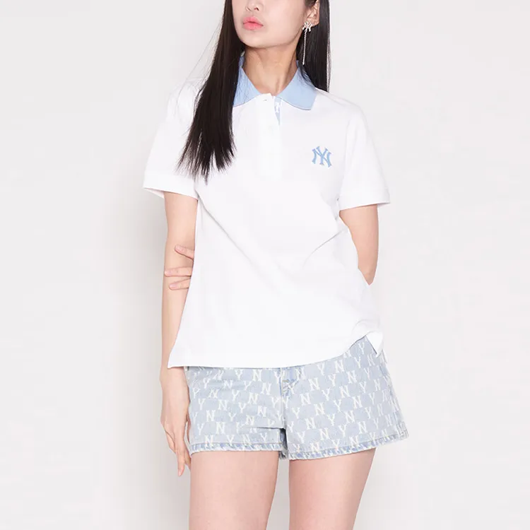 MLB Base Logo Polo Shirt Women's White-3
