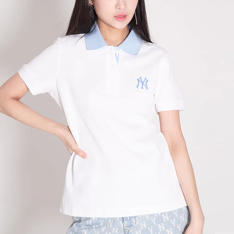 MLB Base Logo Polo Shirt Women's White-4