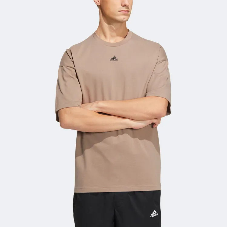 Adidas Drop Shoulder Sleeve T Shirt Men's Gray Brown-1