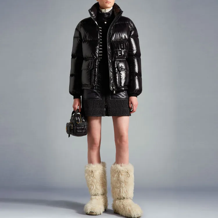 Moncler Women's Abbaye Short Down Jacket Black-1