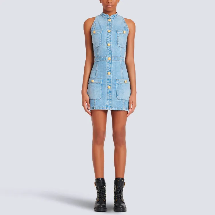 BALMAIN Denim Fitted Mini Dress-1