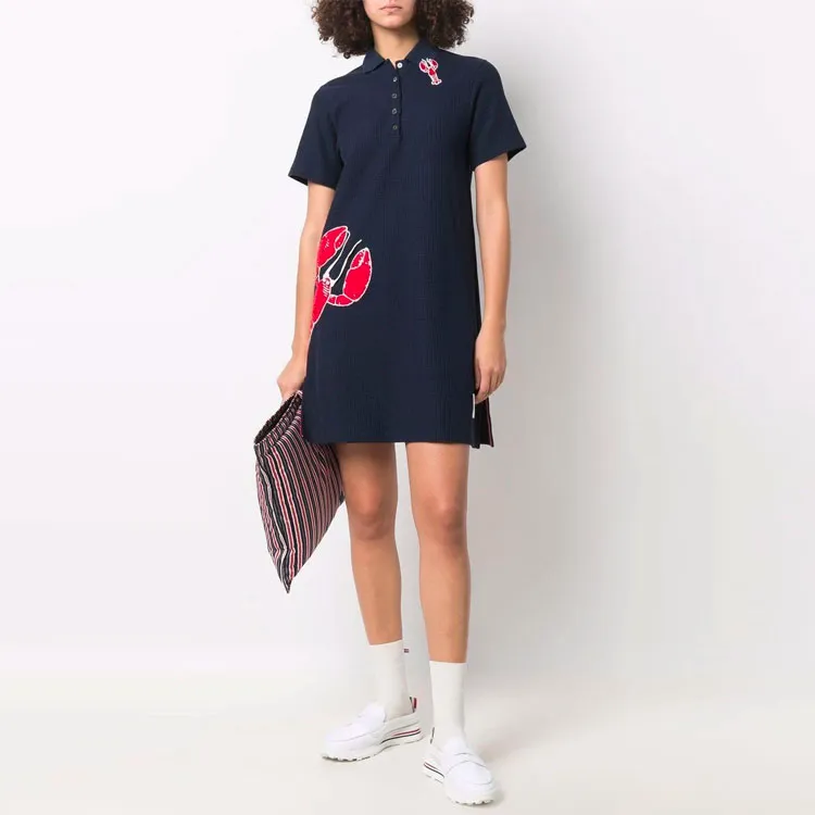 THOM BROWNE Short Sleeved Dresses Women's Blue-2