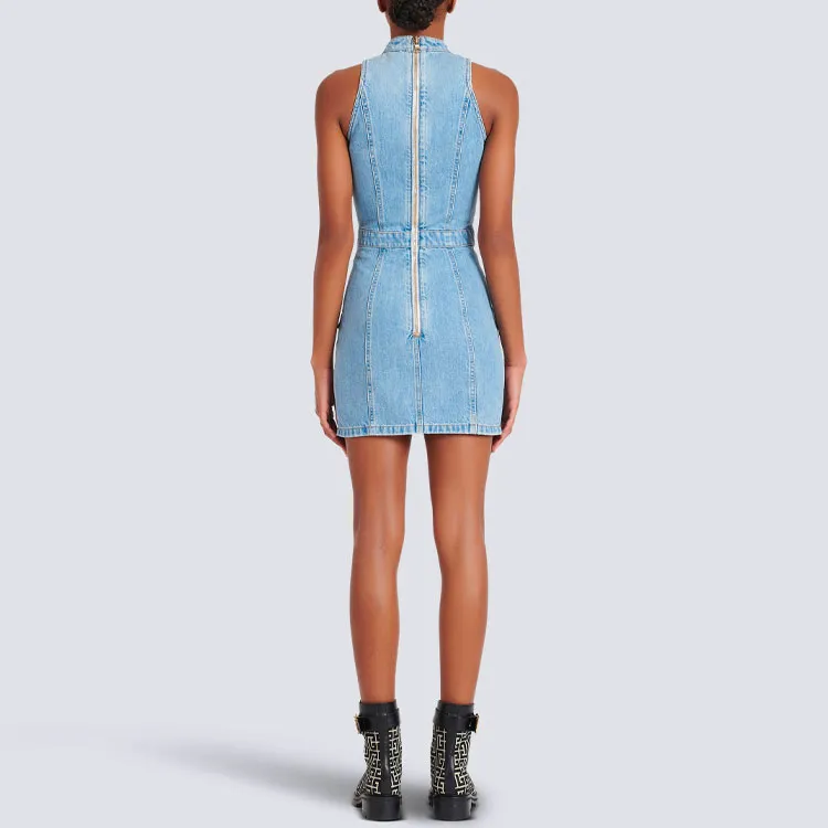 BALMAIN Denim Fitted Mini Dress-2