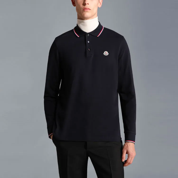 Moncler Logo Patch Long Sleeved Polo Shirt-1
