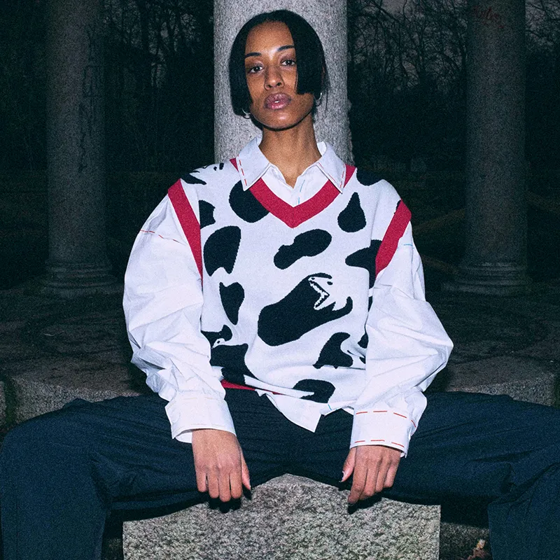 Loose Fit Sweater Unisex Black White-3