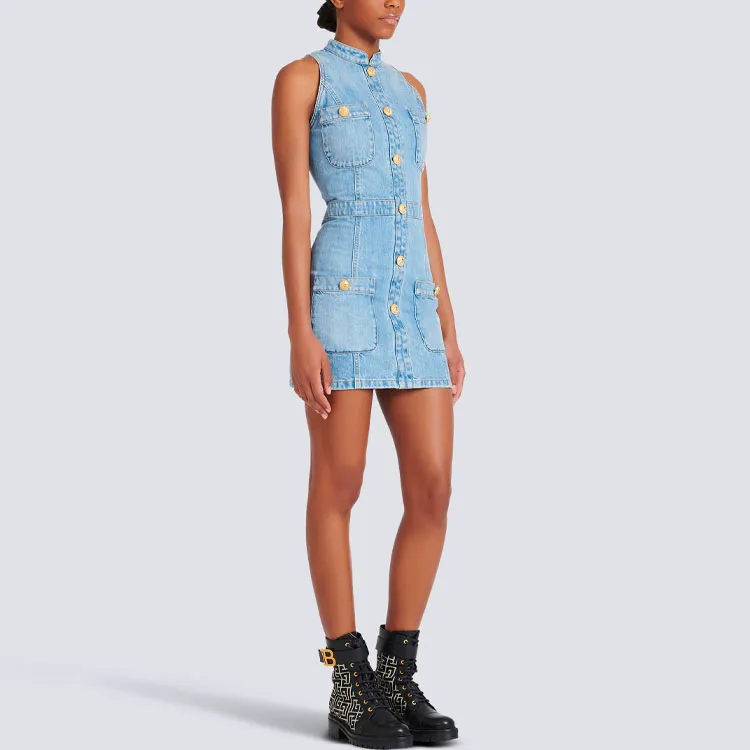 BALMAIN Denim Fitted Mini Dress-3