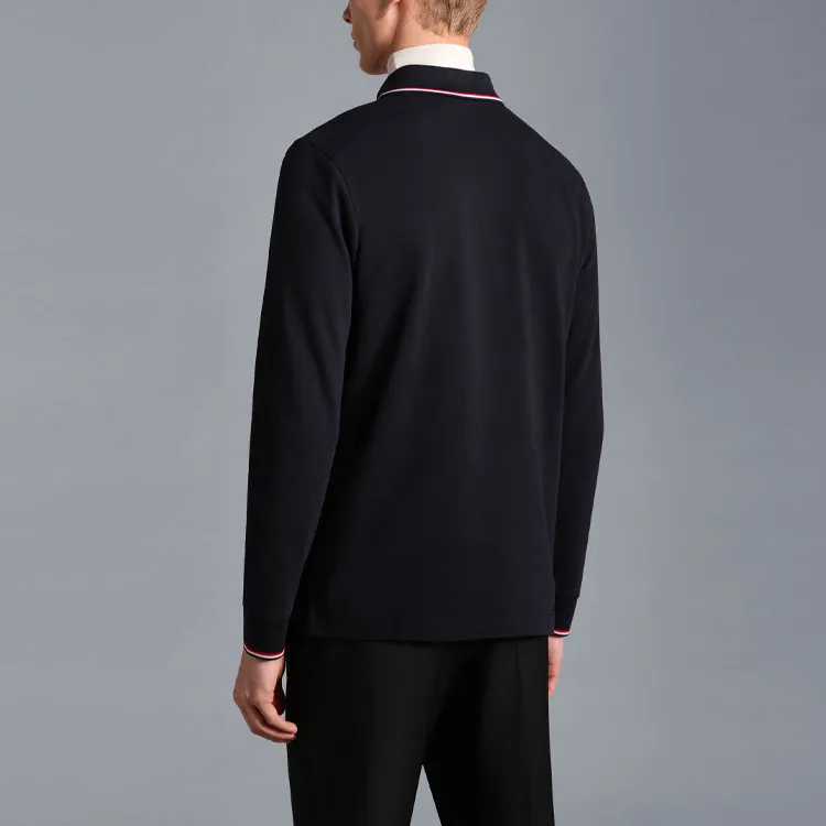 Moncler Logo Patch Long Sleeved Polo Shirt-2
