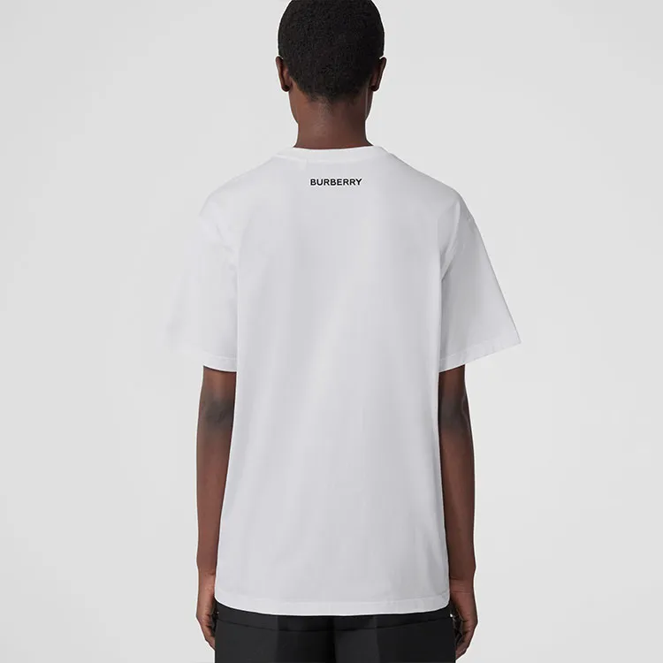 Burberry Deer Print Crew Neck Casual Short Sleeved T Shirt T Shirt Women's White-3