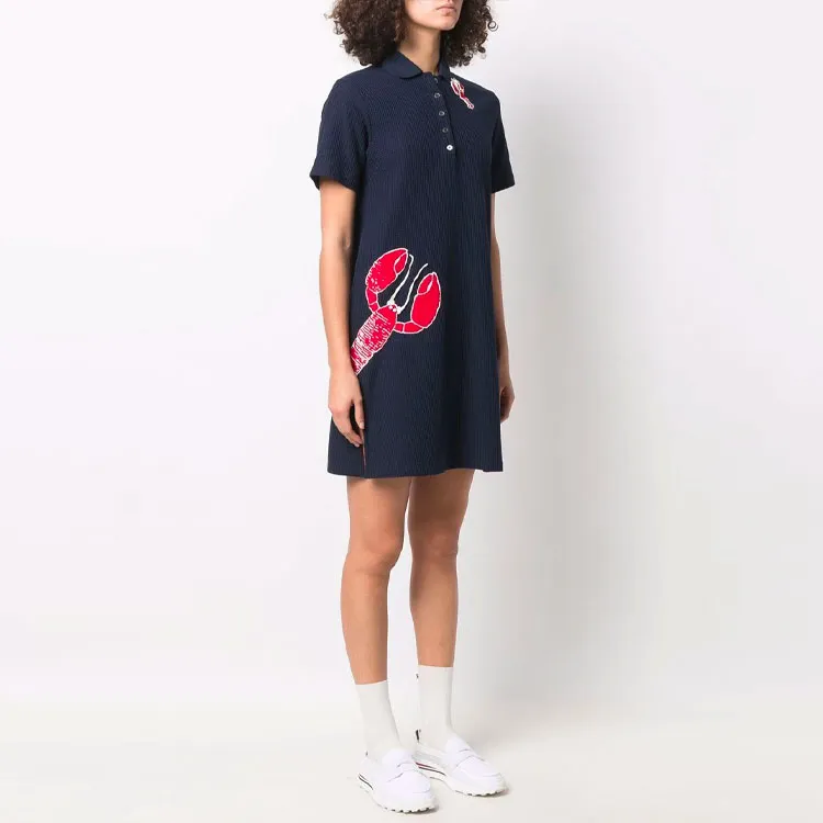 THOM BROWNE Short Sleeved Dresses Women's Blue-3