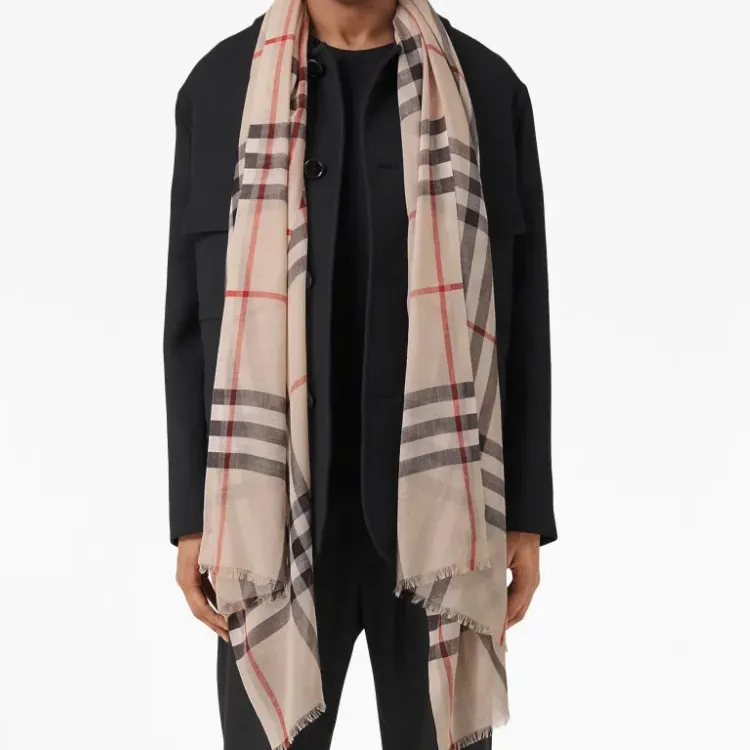 Burberry Check Wool Silk Scarf-2