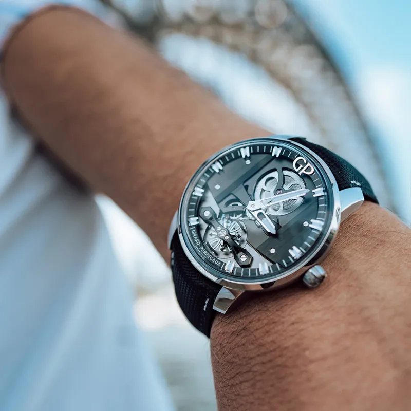 GP Automatic Mechanical Movement Men's Watches Watch 44mm Cut Out Dial Stainless Steel Case Cow Leather Strap-3