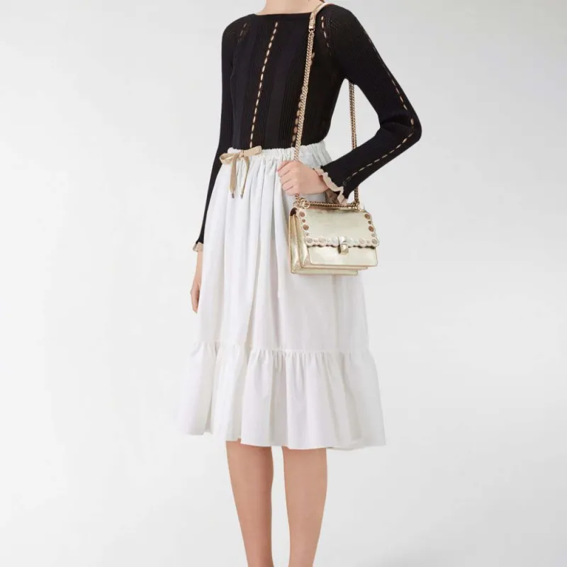 FENDI Kan I Leather Shoulder Bag Crossbody Bag Small Size Women's Champagne Gold-5
