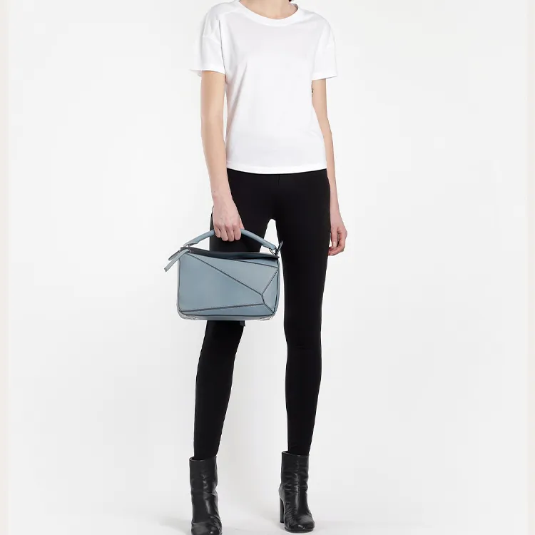 LOEWE Puzzle Calfskin Geometric Bag Puzzle Bag Handbag Shoulder Bag Crossbody Bag Medium Size Women's Haze Blue-5