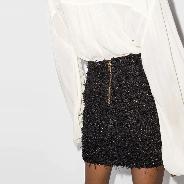 BALMAIN High rise Tweed Miniskirt-3