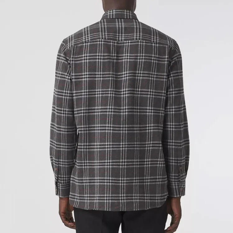 Burberry Shirts Men Charcoal Gray-2