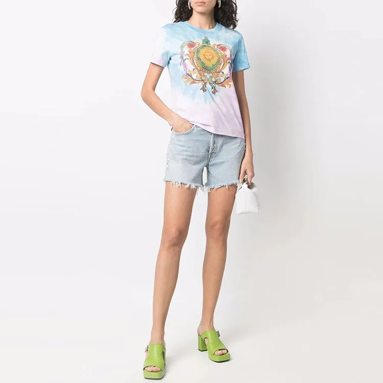 VERSACE T Shirts Women's Blue Purple Combination-2