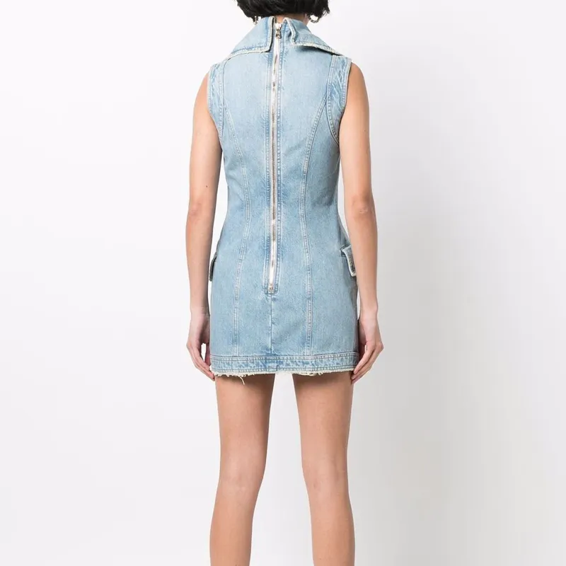 BALMAIN Sleeveless Dresses Women's Blue-2