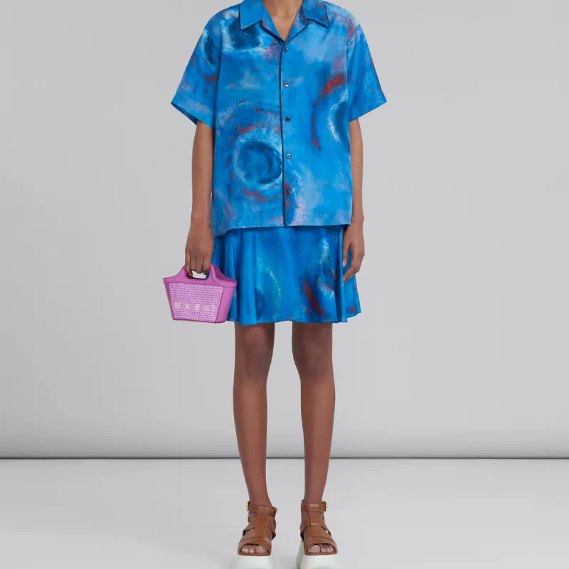 MARNI TROPICALIA Leather Patchwork With Raffia Shoulder Bag Crossbody Bag Handbag Extra Small Women's Purple-6