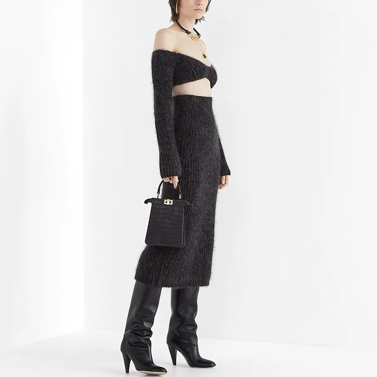 FENDI Mohair Wool Cropped Knit 'Beige'-2
