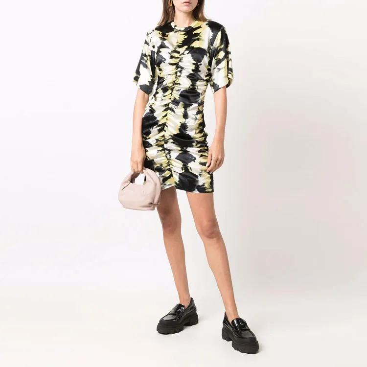 GANNI Short Sleeved Dresses Women's Yellow-1